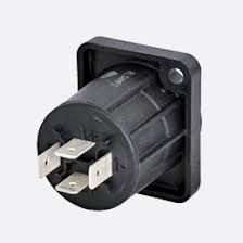 REAN RLS4MPZ 4 Pole speakON Chassis Connector with D-Size Front Mounted, 3/16" Flat Tab Contacts