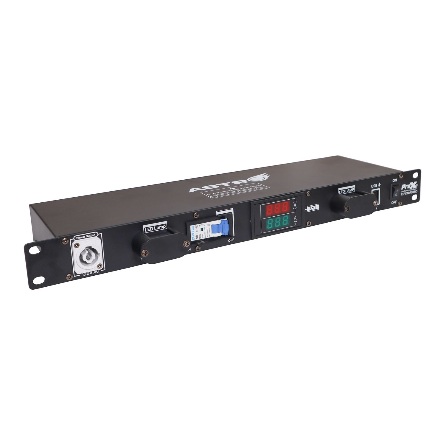 ProX X-PC10ASTRO 10-Way Power Rear Panel Center Power Distribution 1U Rack Mountable LED Lamp 5V USB Port #X-PC10ASTRO