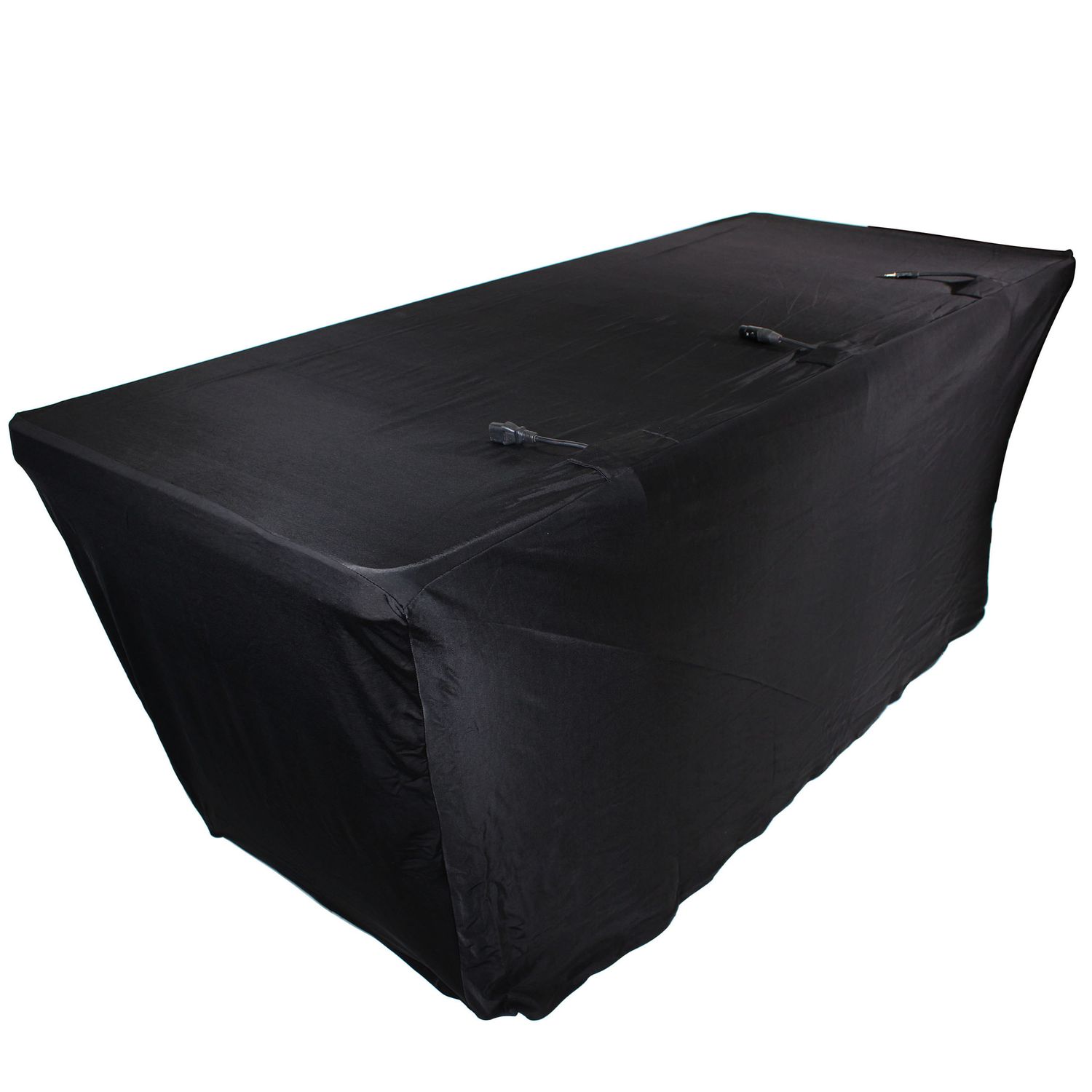 Pro X X-ST6BL 6 Ft. Open Back Spandex Table Cover Scrim - Black