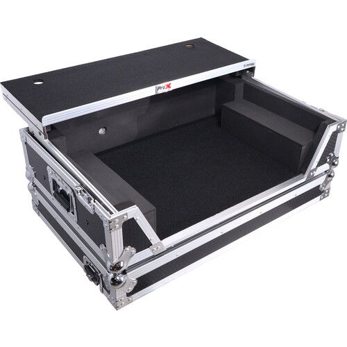 ProX Flight-Style Road Case with Laptop Shelf for DDJ-FLX10 and DDJ-GRV6 Controllers (Black / Silver) #PRXSFL102WLT #XS-FLX102U WLT