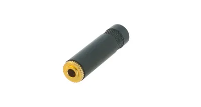 REAN NYS240BG 1/8&quot; TRS In-Line Jack with Gold Contact and Black Shell #NYS240BG