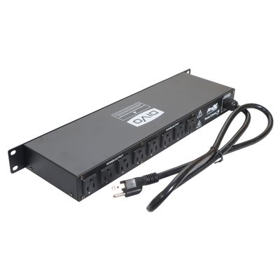 Pro X X-PC8DIVO 8 Way Power Center Power Distribution 1U Rack Mountable LED Lamp 5V USB port On Off LED Toggle Switches