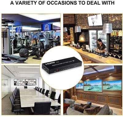4K@60Hz HDMI Audio Extractor Splitter Switcher 2 in 4 Out with Remote, MOYOON 2-Port HDMI Switch