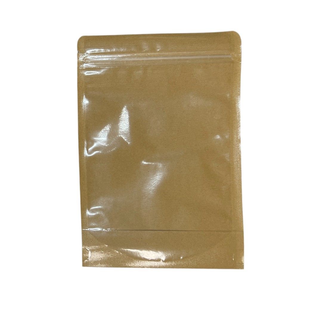 Clear plastic stand up pouch One side clear,one side Kraft 16*24cm 200micron Pack of 50