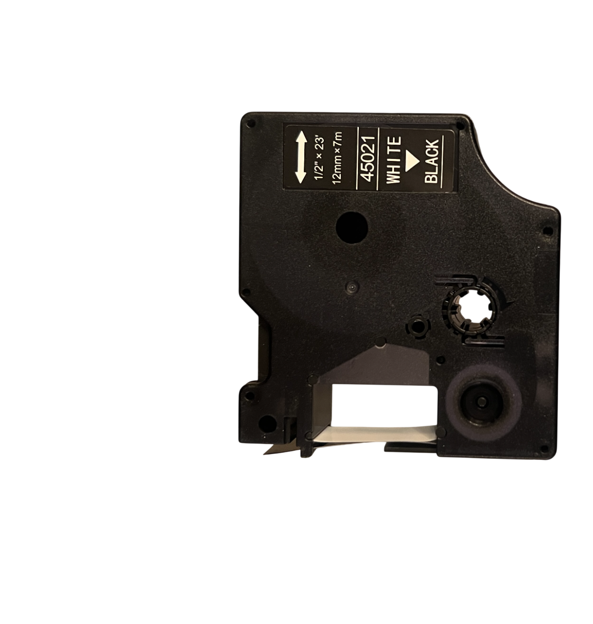 45021-White on Black 12mm Label Tape