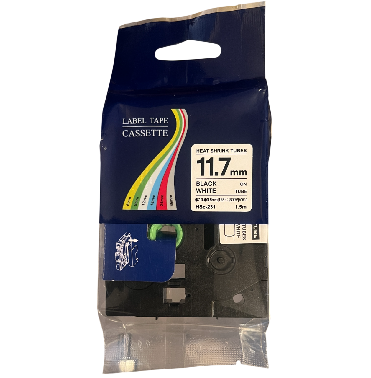 HSc- 231 Black on White Label Tape (11.7mm)