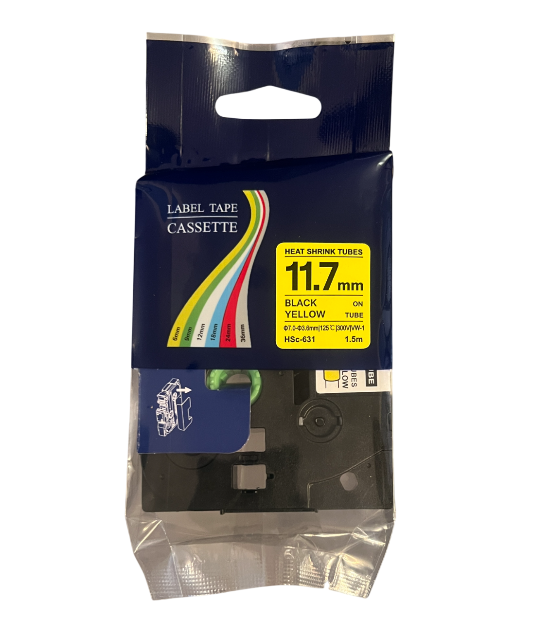 HSc- 631 Black on Yellow Label Tape (11.7mm)