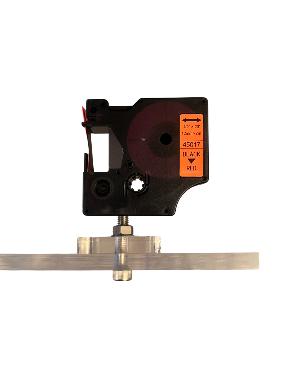 45017- Black on Red Tape 12mmx7mm