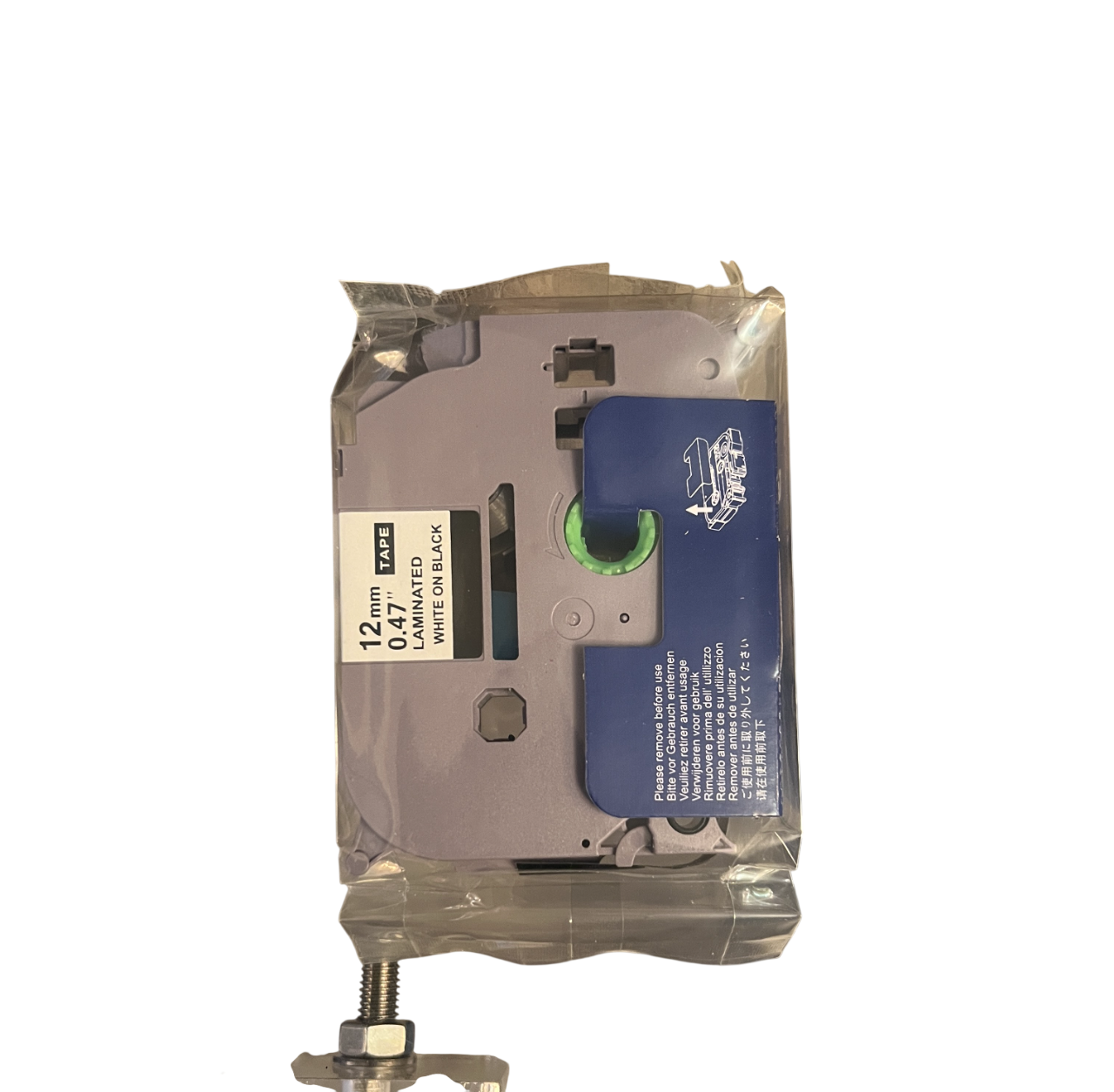 TZc-335-White on Black Label Tape (12mm)