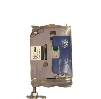 TZc-335-White on Black Label Tape (12mm)