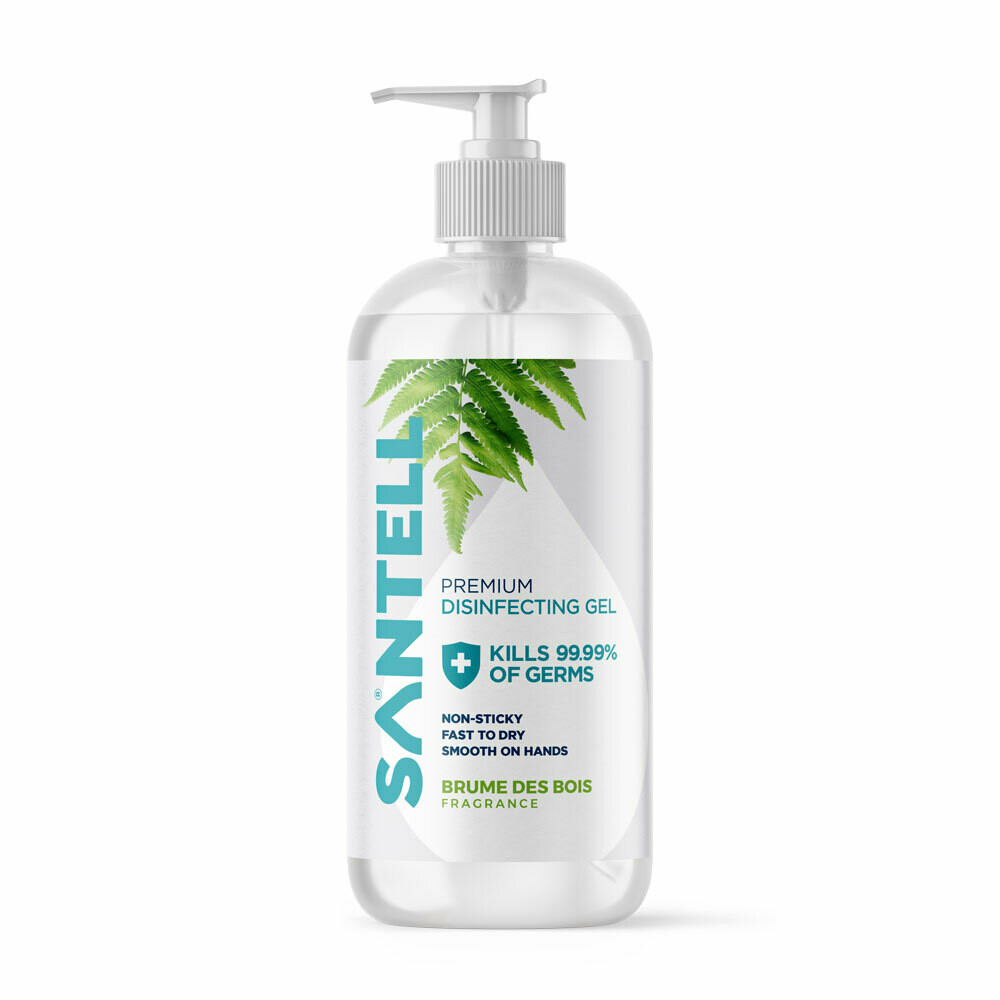 SANTELL Premium Disinfecting Hand Gel (500ml), Fragrance: Brume des Bois