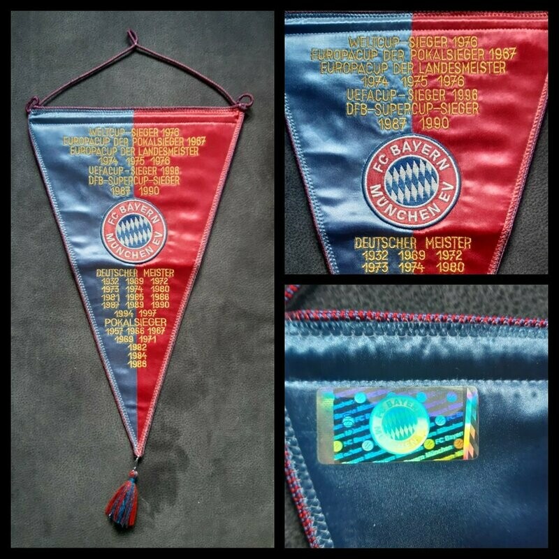 Großer 38 cm Seiden Wimpel FC Bayern München gestickt