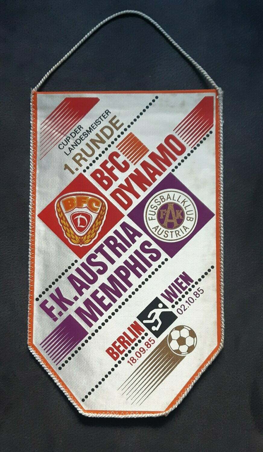 Wimpel BFC Dynamo Austria Wien Cup der Landesmeister 1985