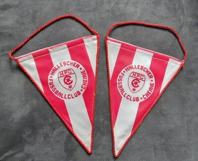2 x Wimpel HFC Chemie Halle DDR Oberliga 2 x Wimpel HFC Chemie Halle DDR Oberliga