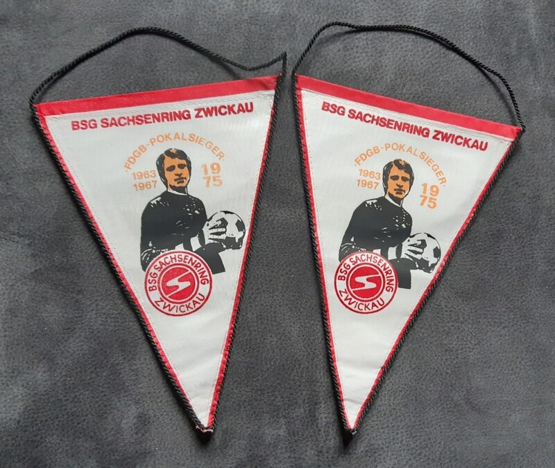 2 x Wimpel BSG Sachsenring Zwickau FDGB Pokalsieger DDR Oberliga 