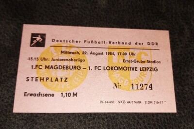 Sammlerticket 1.FC Magdeburg 1.FC Lok Leipzig 22.08.1984 DDR Oberliga Sammlerticket 1.FC Magdeburg 1.FC Lok Leipzig 22.08.1984 DDR Oberliga