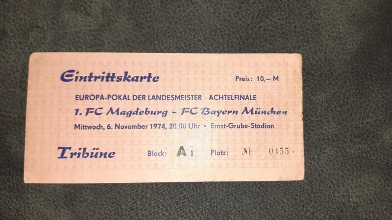 Sammlerticket 1.FC Magdeburg Bayern München Cup der Landesmeister 1974/75