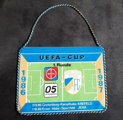 Wimpel FC Carl Zeiss Jena Bayer Uerdingen Uefa Cup 1986/87