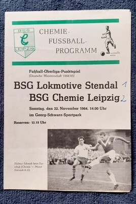 Programmheft BSG Chemie Leipzig BSG Lok Stendal 22.11.1964 DDR Oberliga Fußball
