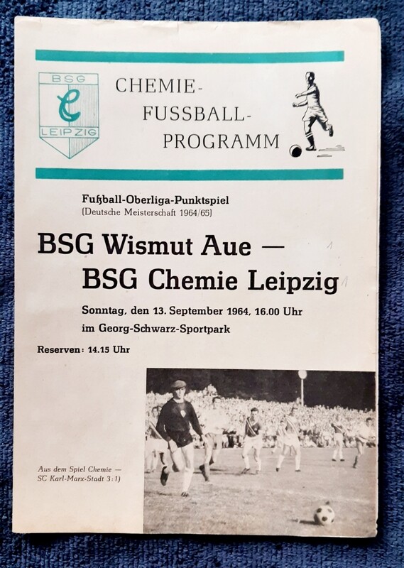 Programmheft BSG Chemie Leipzig BSG Wismut Aue 13.09.1964 DDR Oberliga Fußball