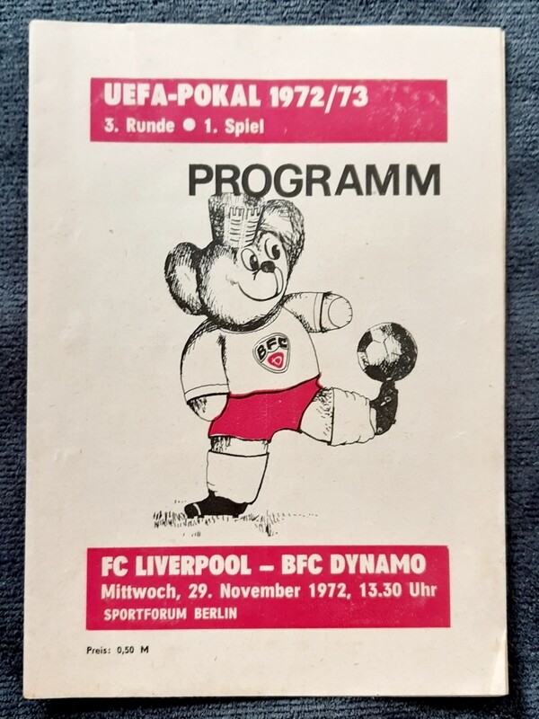 Orig. Programm BFC Dynamo Berlin FC Liverpool Uefa Cup DDR England