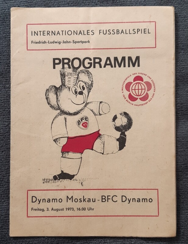 Orig. Programm BFC Dynamo Berlin Dynamo Moskau 3.8.1973
