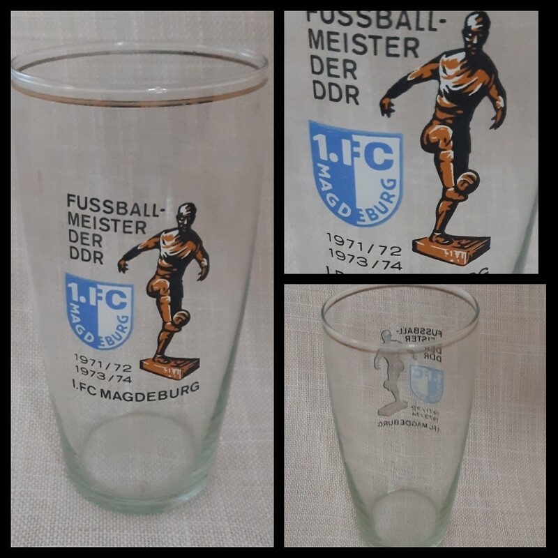 Orig. Glas 1.FC Magdeburg DDR Oberliga Meister 1971/72 und 1973/74 