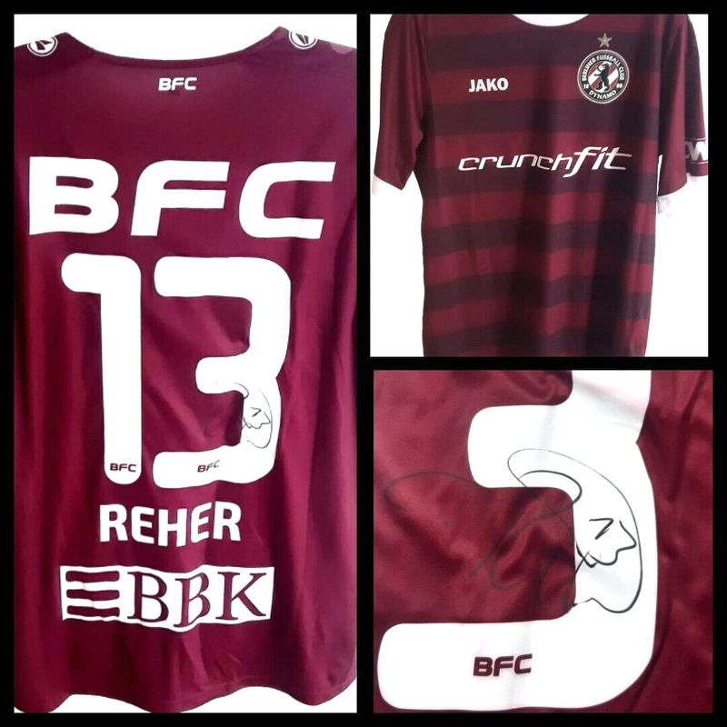 Orig. Matchworn Autogramm Trikot BFC Dynamo Chris Reher Berliner Pokal Fußball
