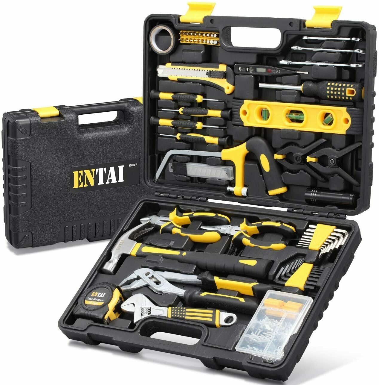 ENTAI 218-Piece Tool Kit for Home, General Household Hand Tool Set with Solid Carrying Tool Box, Home Repair Basic Tool Kit Sets for Home Maintenance
