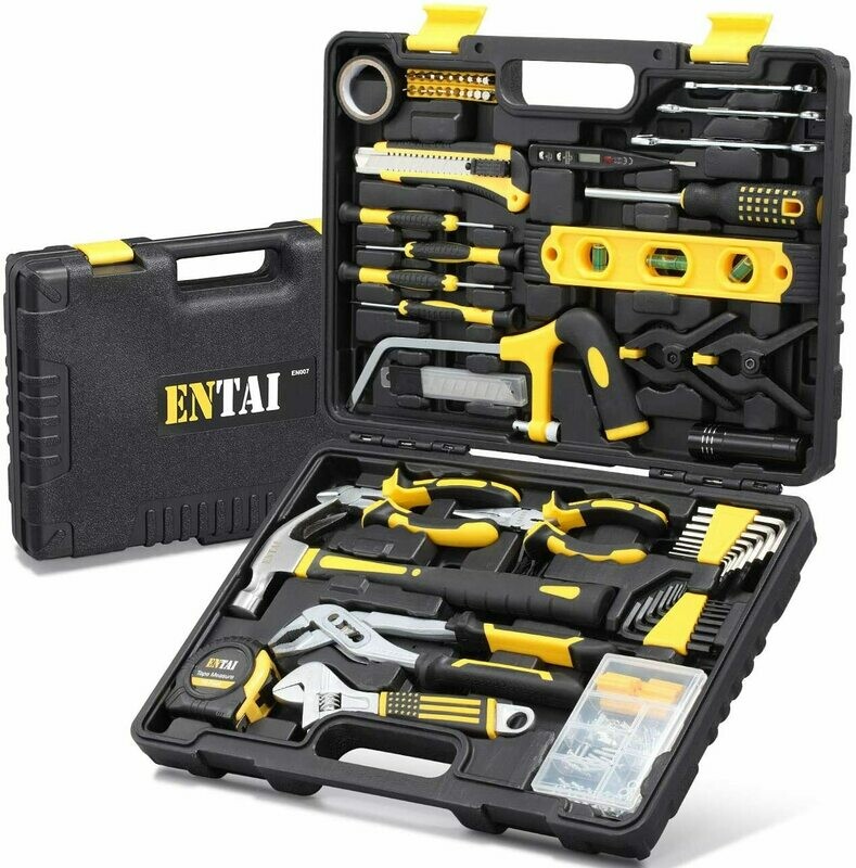 ENTAI 218-Piece Tool Kit for Home, General Household Hand Tool Set with Solid Carrying Tool Box, Home Repair Basic Tool Kit Sets for Home Maintenance