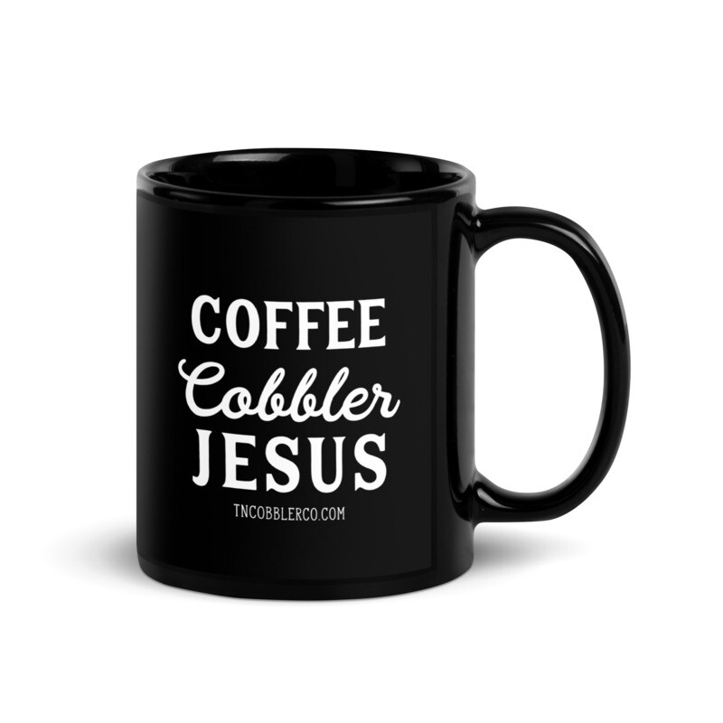 Coffee Cobbler Jesus Black Glossy Mug