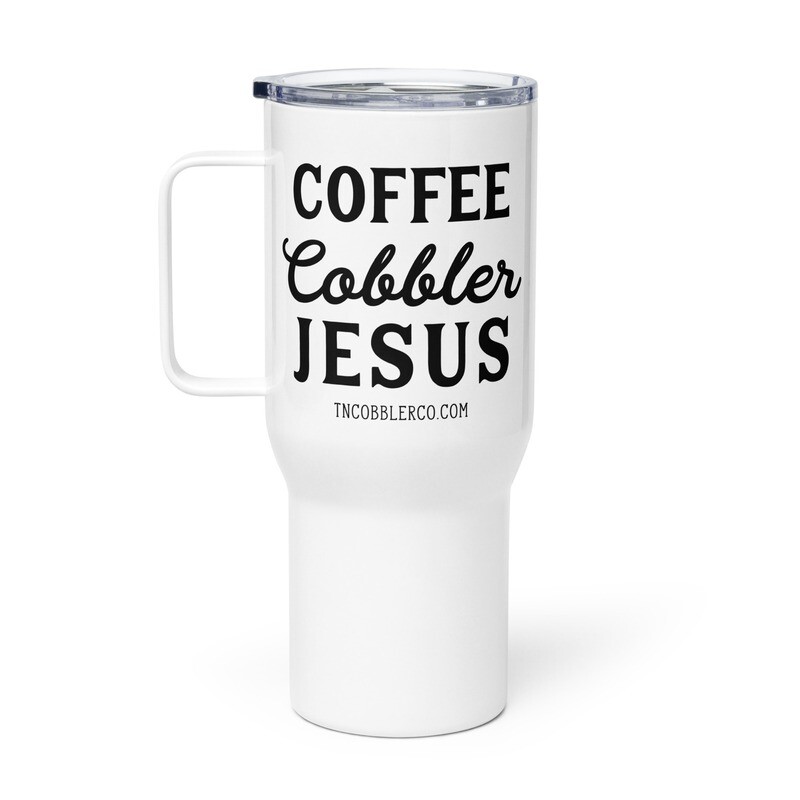 Coffee Cobbler Jesus Travel mug with a handle