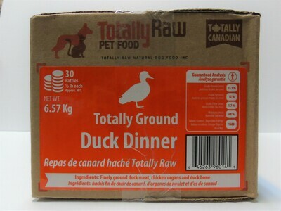 TOTALLY RAW -  Ground Duck - 14 LB - 30 Patty