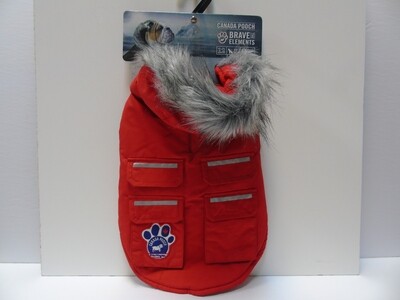 CANADA POOCH - Red With Fur Hood and Pockets - Parka - Size 10