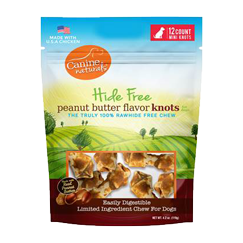 CANINE NATURALS - Peanut Butter Flavored Mini Chew Knots 12 Pak - For Dogs Up To 20 LB