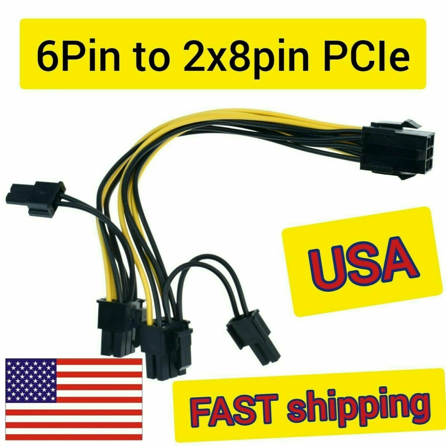 6Pin to 8Pin PCI Express PCI-E Video Card Power Adapter Converter Cable