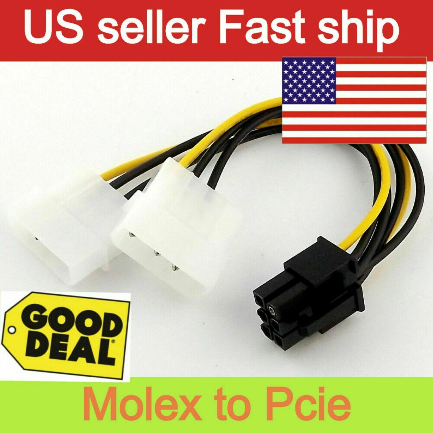 4 pin to 6 Pin Molex to PCI-E Power Adapter Converter Graphics Card Cable