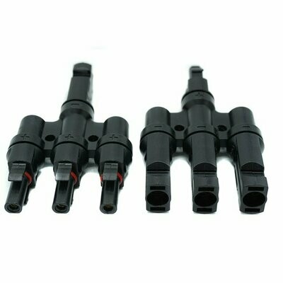 MC4 T-Stecker Set zur Parallelverschaltung von 3 Solarmodulen MC4 T-Stecker Set zur Parallelverschaltung von 3 Solarmodulen