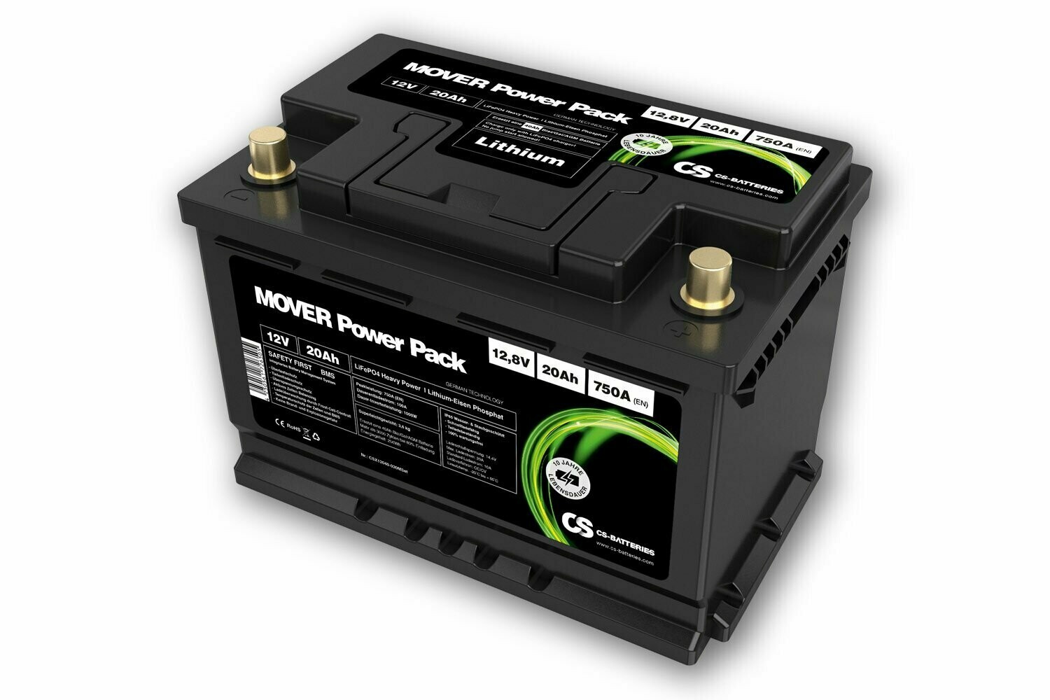 CS-Batteries Lithium LiFePO4 Mover Power Pack 12,8V / 20Ah / Pb-eq 40Ah - ~3,6kg