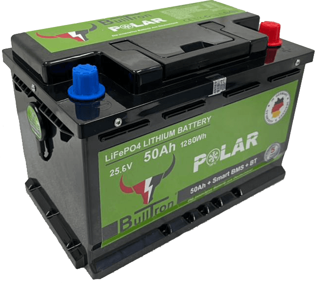 BullTron 50Ah Polar LiFePO4 25.6V Akku mit Smart BMS, Bluetooth App und Heizung