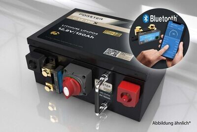 Forster 12,8V Lithium 150Ah LiFePO4 Premium Batterie | 200A-BMS-2.0 | 500A Bluetooth Mess-Shunt | Ducato Ford PSA | 1920Wh