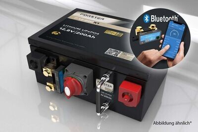 Forster 12,8V Lithium 200Ah LiFePO4 Premium Batterie | 200A-BMS-2.0 | 500A Bluetooth Mess-Shunt | Ducato Ford PSA | 2560Wh