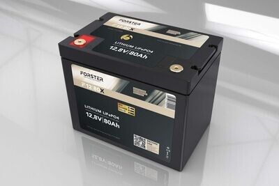 Forster 12,8V Lithium 80Ah LiFePO4 Premium Batterie | 200A-BMS-2.0 | 1024Wh | IP67