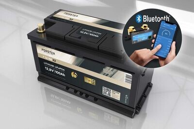 Forster 12,8V Lithium 100Ah LiFePO4 Premium Batterie | 200A-BMS-2.0 | 500A Bluetooth Mess-Shunt | Ducato Ford PSA | 1280Wh | IP67 Forster 12,8V Lithium 100Ah LiFePO4 Premium Batterie | 200A-BMS-2.0 | 500A Bluetooth Mess-Shunt | Ducato Ford PSA | 1280Wh | IP67