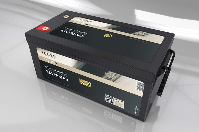 Forster 38,4V Lithium 100Ah LiFePO4 Premium Batterie | 200A-BMS-2.0 | 3840Wh | IP67
