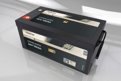 Forster 38,4V Lithium 100Ah LiFePO4 Premium Batterie | 200A-BMS-2.0 | 3840Wh | IP67