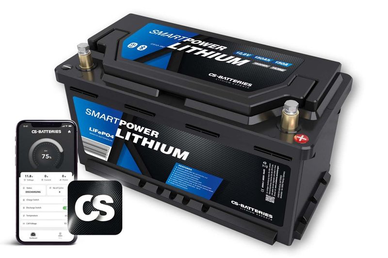 150Ah | 12,8V | 1920Wh | SMART POWER Lithium LiFePO4 Batterie mit Bluetooth 4.0 | integriertem 150A-300A BMS | Heizung