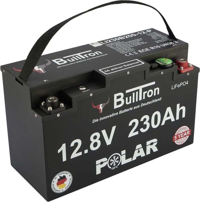 BullTron® 230Ah Polar LiFePO4 12.8V Akku mit Smart BMS, Bluetooth App und Heizung