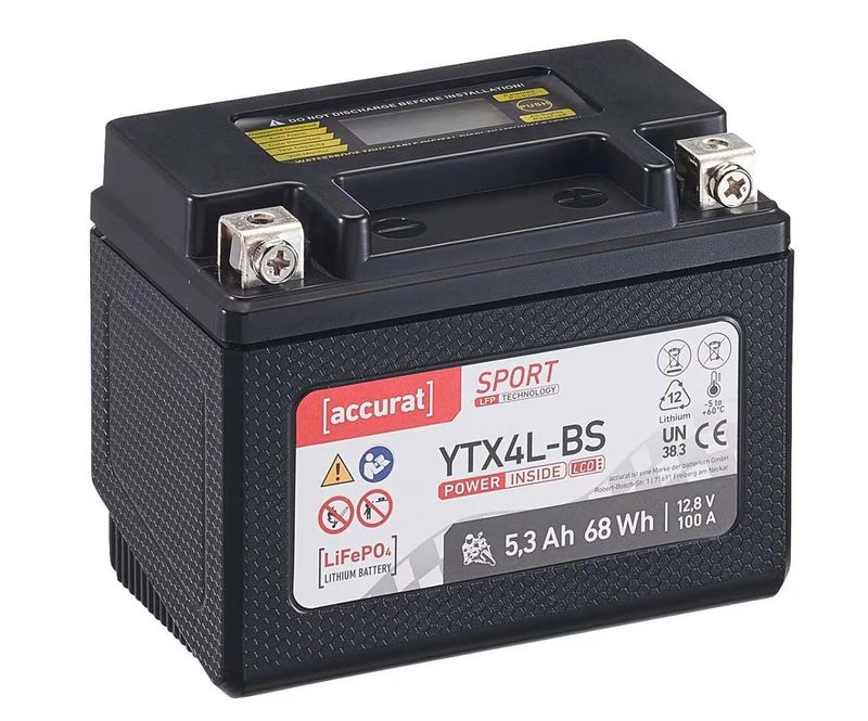 Accurat Sport LFP YTX4L Lithiumbatterie, 5,3Ah Accurat Sport LFP YTX4L Lithiumbatterie, 5,3Ah