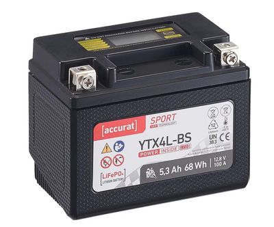 Accurat Sport LFP YTX4L Lithiumbatterie, 5,3Ah Accurat Sport LFP YTX4L Lithiumbatterie, 5,3Ah
